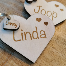 Sleutel hanger hart met namen