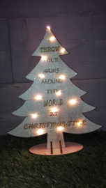 KERSTBOOM MET TEKST EN LAMPJES  + GRATIS "DRIVING HOME FOR CHRISTMAS" KERSTBOOMPJE