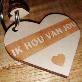 Sleutel hanger Ik hou van jou (hart )100 % (hartje)