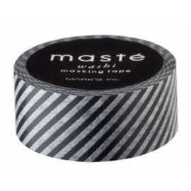 masking tape - zwart/wit diagonaal