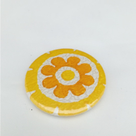 magneet retro geel bloem
