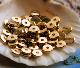 set/20 Spacer Beads: Heishi - 6x1 mm - Gold tone Metal