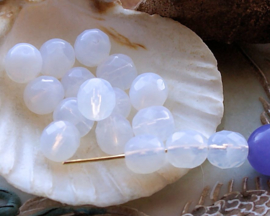 set/15 Beads: CZECH GLASS - Faceted - 8 mm - White Opal