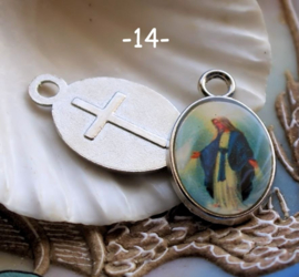 1 Hanger: Icoon - Maria Jezus Religieus - 25 mm - Antiek Zilver Kleur - Opties 11-M