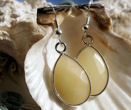 C&G Earrings: Faceted JADE Drops - Wine Red or Champagne or Yellow - Silver