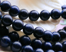 set/6 beads: Sediment Jasper - 8,2 mm - Dark Lapis-Blue