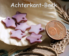 set/5 Charms/Beads: Mother of Pearl Shell - STAR - 12 mm - Amethyst Purple, Aqua Blue, Pink or Black/Gray