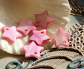set/5 Charms/Beads: Mother of Pearl Shell - STAR - 12 mm - Amethyst Purple, Aqua Blue, Pink or Black/Gray