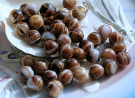 set/5 Antique TRADE BEADS Africa Bohemia - 8 mm - Brown White