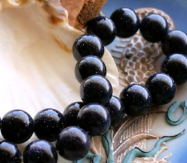 set/5 beads: Goldstone - Round - 10 mm - Dark Blue