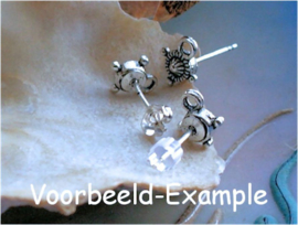 set/2 (= 1 paar) Oorbel Knop - Ear-stud - BALI - Antiek Zilver of Brons Kleur