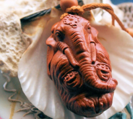 Rosewood Key Ring/Pendant: Elephant God Ganesha