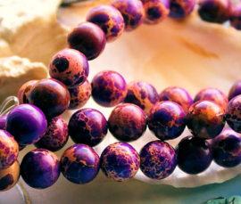 set/5 beads: Sediment Jasper - Round - 8 mm - Violet-Purple with Earth tones