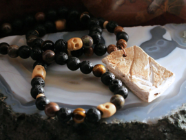 C&G Ritual Necklace: Rune - Human Skull Part + Skulls Gemstones