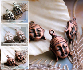 1 Charm: Buddha - 17 mm - Antique Silver or Copper or Champagne Tone