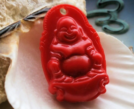 1 Pendant:  Buddha - Acrylic - 35 mm - Red