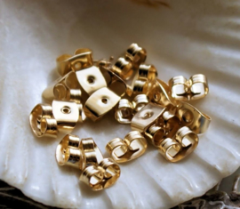 set/50 (= 25 pair) Earring Stoppers - Alum. Gold Tone - 5 mm