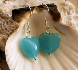 C&G Earrings: Czech Glass Heart - Aqua Blue