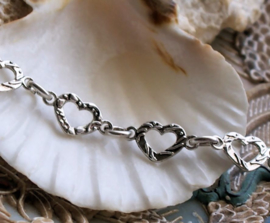 Hearts Chain: Base for Necklace/Bracelet - per 19,5 cm - Antique Silver Tone