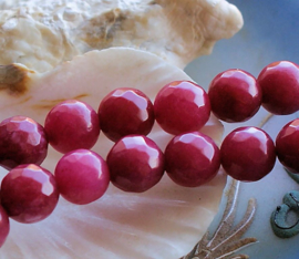 set/2 beads: Candy JADE - Round FACETED - 10 mm - Raspberry Red