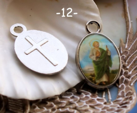 1 Pendant: Icon - Mary Jesus Religious - 25 mm - Antique Silver tone - Options 11-M