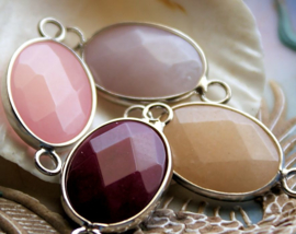 1 Hanger/Tussenstuk: Facet Jade in Lila/Grijs of Roze of Champagne of Bordeaux - 32x16 mm