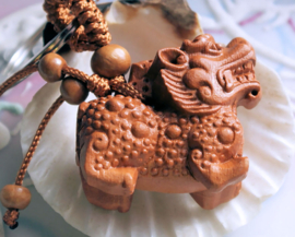 Wooden Key Ring/Pendant: Pixiu - Winged Lion Dragon