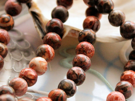 set/10 beads: Leopard Jasper - Round - 6,4 mm