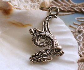 Pendant/Charm: Chinese/Japanese DRAGON - 30x18 mm - Tibetan Silver