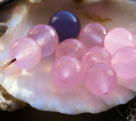 set/5 beads: Rose Quartz - Round FACET - 10 mm - Pink
