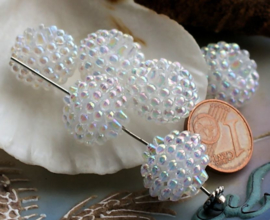 set/5 Berry Beads: 16x14 mm - Soap Bubble Iridescent Transparant