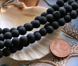 set/30 Beads: Glass - Faux RUBBER - round 6 mm - Matte Black