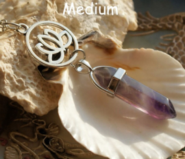 Ketting met Pendel-Hanger & Lotus: Amethist - circa 64 mm lang - L/M