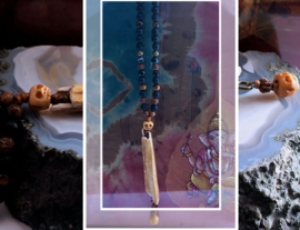 C&G Ritual Necklace: Spirit 2 - Human Bone Part + Skulls Gemstones