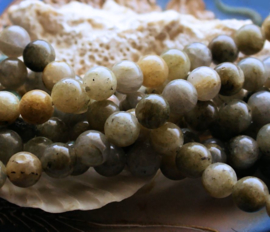 set/5 beads: Labradorite - Round - 8 mm - Warm Gray