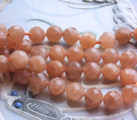 set/5 beads: beautiful pink Sunstone (Moonstone) -  Round Faceted - 8,2 mm