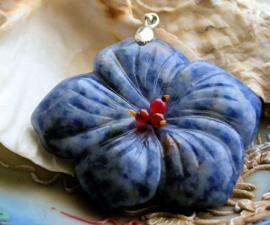 Pendant: Flower - 58x50 mm - Blue Spot Jasper and Agate 