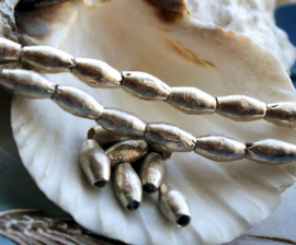 AFRICA: 4 Handmade Beads from Ethiopia -  Tabular - 9x5 mm - Antique Silver tone