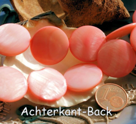 set/3 beads: Mother of Pearl Shell - Coin - 20 mm - Warm-Pink