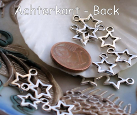 set/15 Bedels: Ster - 12,5x10 mm - Antiek Zilver Kleur