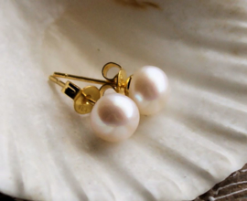 Pair of Earrings/Studs: Freshwater Pearls in White or Gray or Black