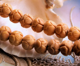 set/3 Prayer Beads made of Smoked Bone - LOTUS - 10x8 mm