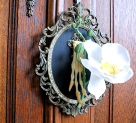 Articulated Fox Paw in Vintage Brass frame, with Orchid