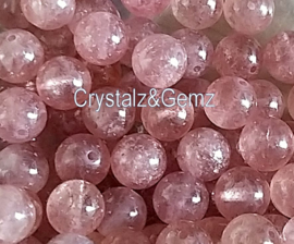 set/5 beads: Strawberry Quartz - Round - 8 mm