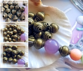 set/5 beads: Round of Disc - 6-8 mm - Bronze tone metal