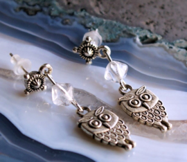 C&G Stud Earrings: Owl & Bicone Czech Glass