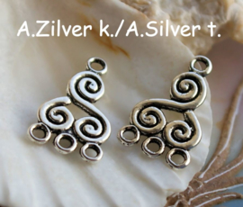 set/2 Hangers/3-Rij Verdelers/Chandelier: Triskelion - 22x13 mm - Antiek Zilver/Goud/Goud R. Kleur Metaal