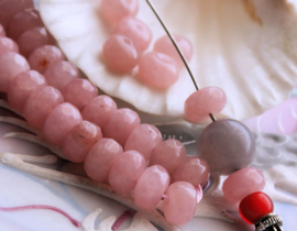 set/5 beads: JADE - Faceted Disc - 7,8x5 mm - Light Antique-Pink