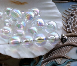 set/20 Beads: 8 mm - Soap Bubble Iridescent Transparant