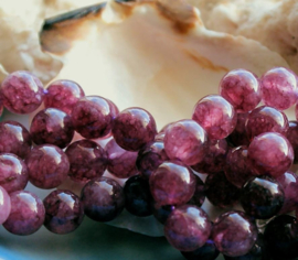 set/6 beads: Lepidolite - 8,3 mm - Antique-Dark-Pink